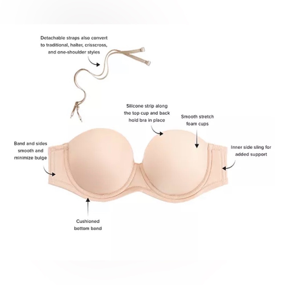 Wacoal Dark Tan - Red Carpet Full Figure Underwire Strapless Bra Up To I Cup - Picture 7 of 8